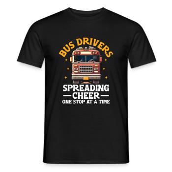 Busfahrer verbreiten Jubel an einer Haltestelle nach der anderen - Männer T-Shirt - Schwarz - Vorne - AI Model Male 178 light (178cm)