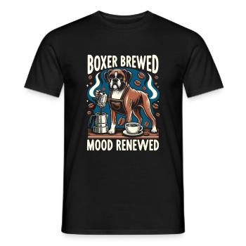 Boxer Gebraute Stimmung Erneuerter Koffein Liebhaber Hund - Männer T-Shirt - Schwarz - Vorne - AI Model Male 178 light (178cm)