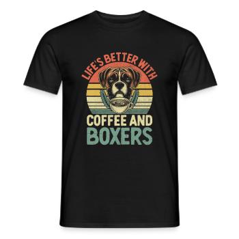 Retro-Leben ist besser mit Kaffee und Boxershorts - Männer T-Shirt - Schwarz - Vorne - AI Model Male 178 light (178cm)