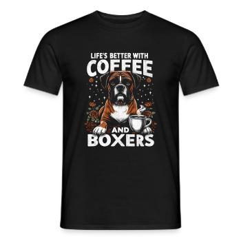 Das Leben ist besser mit Kaffee und Boxershorts Koffein - Männer T-Shirt - Schwarz - Vorne - AI Model Male 178 light (178cm)