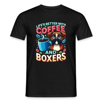 Das Leben ist besser mit Kaffee und Boxershorts Koffein - Männer T-Shirt - Schwarz - Vorne - AI Model Male 178 light (178cm)
