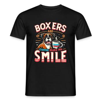 Boxers And Coffee Make Me Smile Caffeine Lover - Men's T-Shirt - black - Front - AI Model Male 178 light (178cm)
