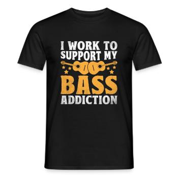 Ich arbeite, um meinen Bass-Addiction-Bassisten zu unterstützen - Männer T-Shirt - Schwarz - Vorne - AI Model Male 178 light (178cm)