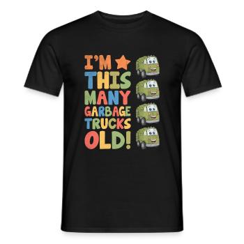 I'm This Many Garbage Trucks Old 4 Years Old - Men's T-Shirt - black - Front - AI Model Male 178 light (178cm)