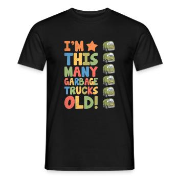 I'm This Many Garbage Trucks Old 6 Years Old - Men's T-Shirt - black - Front - AI Model Male 178 light (178cm)