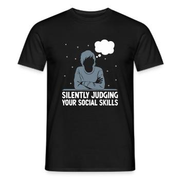 Beurteilen Sie im Stillen Ihre sozialen Fähigkeiten Sprüche für - Männer T-Shirt - Schwarz - Vorne - AI Model Male 178 light (178cm)