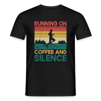 Running On Coffee And Silence Sayings For - Men's T-Shirt - black - Front - AI Model Male 178 light (178cm)