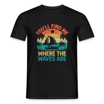 Vous me trouverez là où les vagues sont pédalo - T-shirt homme - noir - Devant - AI Model Male 178 light (178cm)