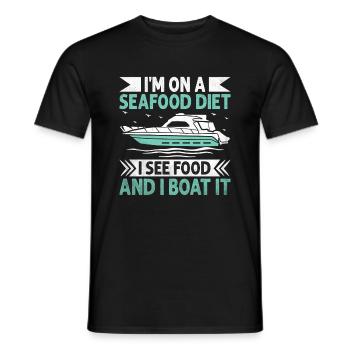 I'm On A Seafood Diet I See Food And I Boat It - Men's T-Shirt - black - Front - AI Model Male 178 light (178cm)