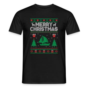 Weihnachtsmotto: Frohe Weihnachten Paddelboot - Männer T-Shirt - Schwarz - Vorne - AI Model Male 178 light (178cm)