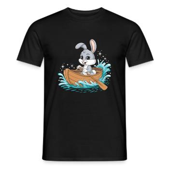 A Bunny Boating Paddle Boat - Men's T-Shirt - black - Front - AI Model Male 178 light (178cm)