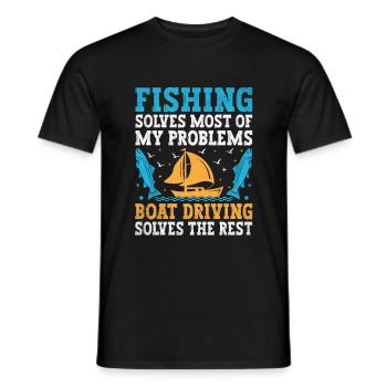 Angeln löst die meisten meiner Probleme Bootfahren löst - Männer T-Shirt - Schwarz - Vorne - AI Model Male 178 light (178cm)