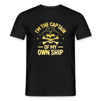 Ich bin der Kapitän meines eigenen Schiffes Piraten Jugend Design - Männer T-Shirt - Schwarz - Vorne - AI Model Male 178 light (178cm)