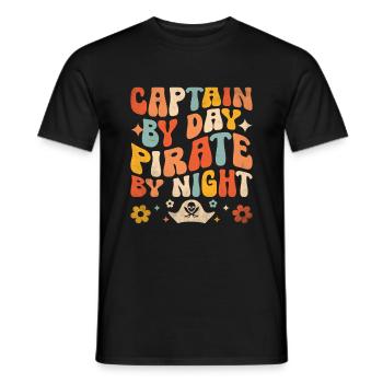 Kapitän bei Tag Pirat bei Nacht Piraten Jugend Design - Männer T-Shirt - Schwarz - Vorne - AI Model Male 178 light (178cm)