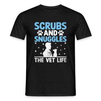 Scrubs And Snuggles The Vet Life Verterinarian - Men's T-Shirt - black - Front - AI Model Male 178 light (178cm)
