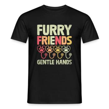 pelzige freunde sanfte hände verterinäres tier - Männer T-Shirt - Schwarz - Vorne - AI Model Male 178 light (178cm)