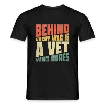 Hinter jedem Wag steht ein Tierarzt, der sich um den Tierarzt kümmert - Männer T-Shirt - Schwarz - Vorne - AI Model Male 178 light (178cm)