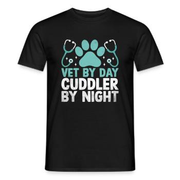 Tierarzt bei Tag Kuschel bei Nacht Vielseitiges Tier - Männer T-Shirt - Schwarz - Vorne - AI Model Male 178 light (178cm)