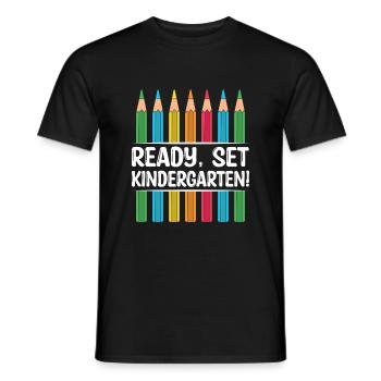 Ready Set Kindergarten School Teacher Students - Men's T-Shirt - black - Front - AI Model Male 178 light (178cm)