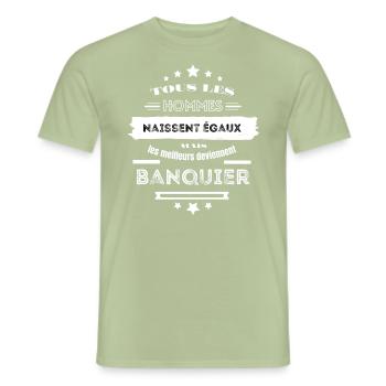 Homme humour meilleur banquier - T-shirt homme - vert sauge - Devant - AI Model Male 178 light (178cm)