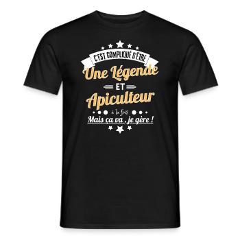 Légende et apiculteur à la fois mais je gère - T-shirt homme - noir - Devant - AI Model Male 178 light (178cm)