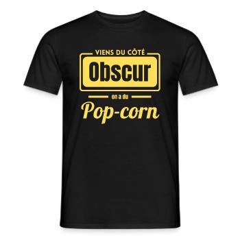 Viens du coté obscur on a du pop-corn - T-shirt homme - noir - Devant - AI Model Male 178 light (178cm)