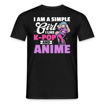 Je suis une fille simple J’aime la K-Pop et l’Anime - T-shirt homme - noir - Devant - AI Model Male 178 light (178cm)
