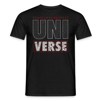 PEACE LOVE RESPECT - UNIVERSE - Männer T-Shirt - Schwarz - Vorne - AI Model Male 178 light (178cm)