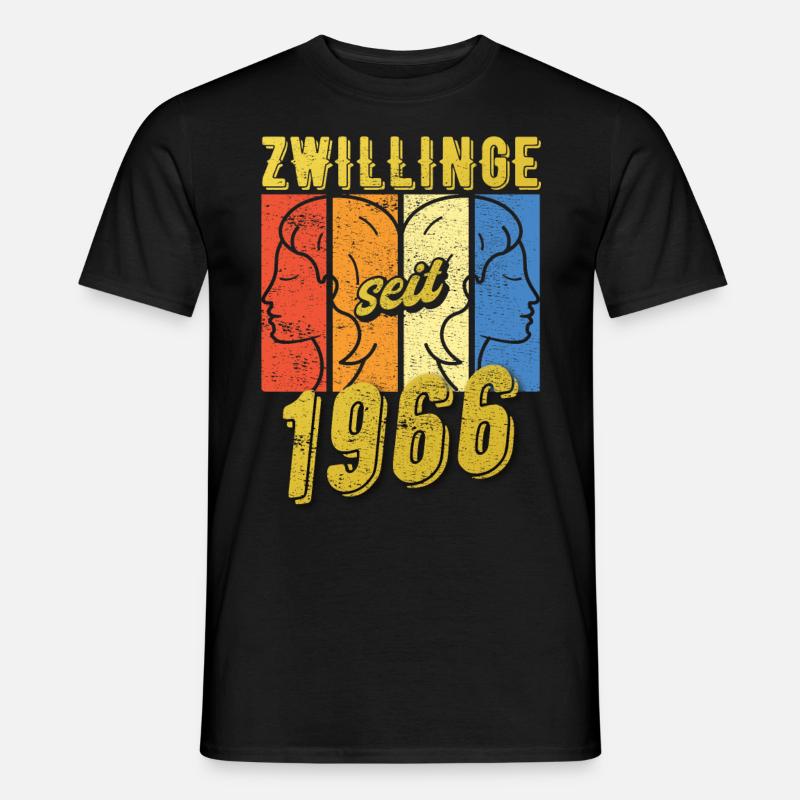 Zwillinge Sternzeichen 1966 Geschenk - Männer T-Shirt - Schwarz