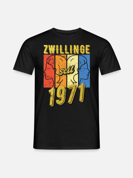Zwillinge Sternzeichen 1971 Geschenk - Männer T-Shirt - Schwarz