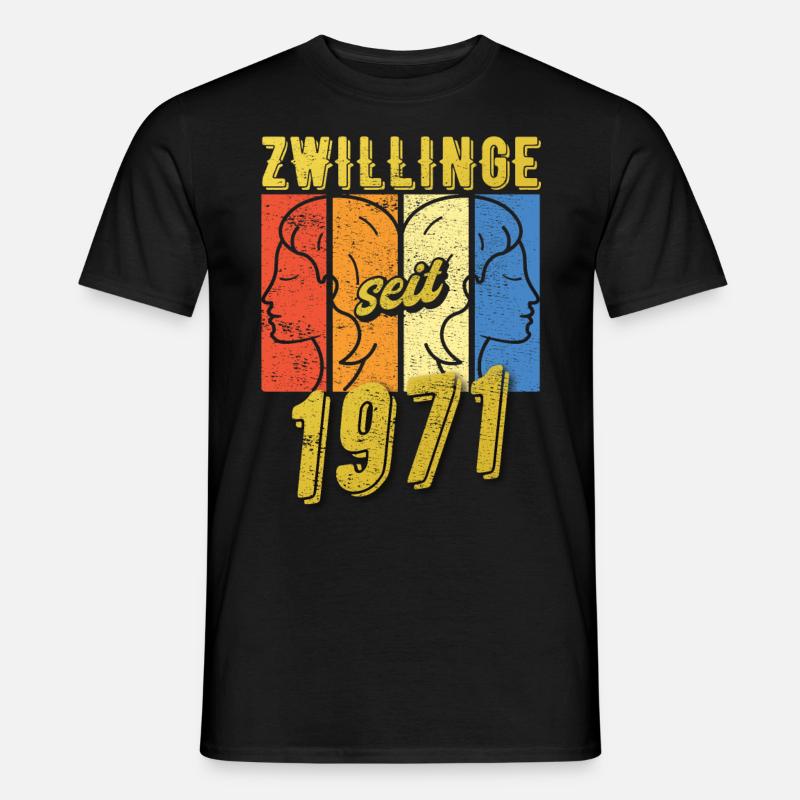 Zwillinge Sternzeichen 1971 Geschenk - Männer T-Shirt - Schwarz