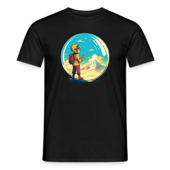 Little explorer conquers the world - Men's T-Shirt - black - Front - AI Model Male 178 light (178cm)