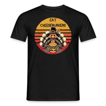Mangez des cheeseburgers Thanksgiving dinde graphique - T-shirt homme - noir - Devant - AI Model Male 178 light (178cm)