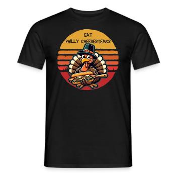 Eat Philly Cheesesteaks Thanksgiving Turkey - Men's T-Shirt - black - Front - AI Model Male 178 light (178cm)