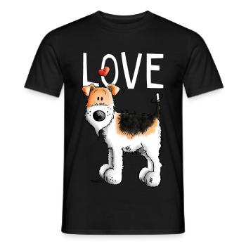 Foxterrier In Love - Lustig - Liebe - Geschenk - Männer T-Shirt - Schwarz - Vorne - AI Model Male 178 light (178cm)