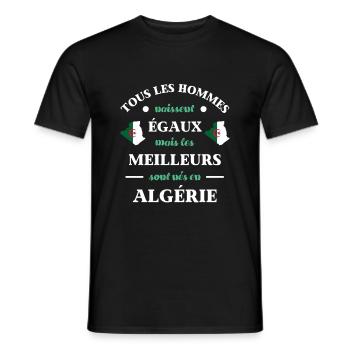 hommes égaux algerie humour algérien homme drole - T-shirt homme - noir - Devant - AI Model Male 178 light (178cm)