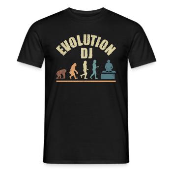 Evolution de l’homme DJ Techno Vinyle Rétro Vintage - T-shirt homme - noir - Devant - AI Model Male 178 light (178cm)