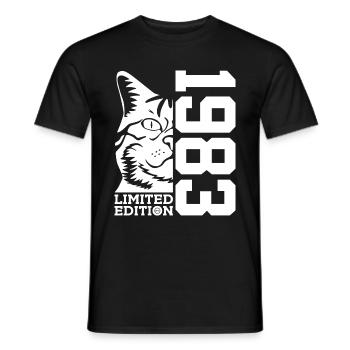 LIMITED EDITION 1983 CAT 43RD BIRTHDAY - Men's T-Shirt - black - Front - AI Model Male 178 light (178cm)
