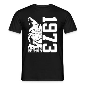 LIMITED EDITION 1973 CAT 53RD BIRTHDAY - Men's T-Shirt - black - Front - AI Model Male 178 light (178cm)