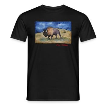 Bison - watercolor print - Men's T-Shirt - black - Front - AI Model Male 178 light (178cm)