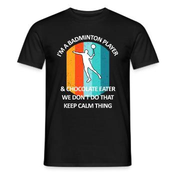 Badminton Badminton Badminton Player Chocolate - Men's T-Shirt - black - Front - AI Model Male 178 light (178cm)