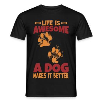 Dicton amoureux des chiens - T-shirt homme - noir - Devant - AI Model Male 178 light (178cm)