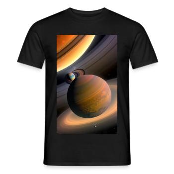 Celestial Ringed Planets Artwork - Men's T-Shirt - black - Front - AI Model Male 178 light (178cm)