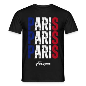 Paris France, mémoire de Paris - T-shirt homme - noir - Devant - AI Model Male 178 light (178cm)