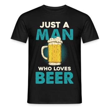 Nur ein Mann, der Bier liebt - Männer T-Shirt - Schwarz - Vorne - AI Model Male 178 light (178cm)