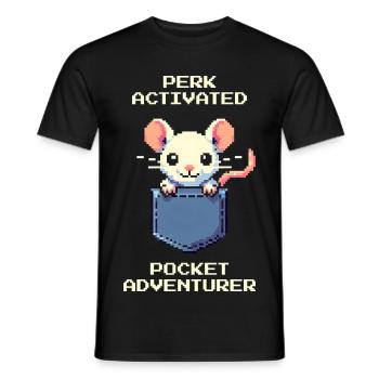 Perk aktiviert: Taschen-Abenteurer | Ratte - Männer T-Shirt - Schwarz - Vorne - AI Model Male 178 light (178cm)
