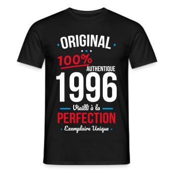 1996 – Original – Exemplaire unique - T-shirt homme - noir - Devant - AI Model Male 178 light (178cm)