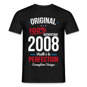 2008 – Original – Einzigartiges Exemplar - Männer T-Shirt - Schwarz - Vorne - AI Model Male 178 light (178cm)
