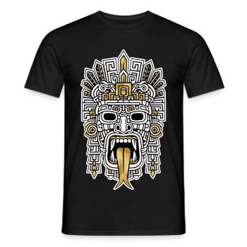 Mayan Inca Mask Gold and White Tribal Totem - Men's T-Shirt - black - Front - AI Model Male 178 light (178cm)
