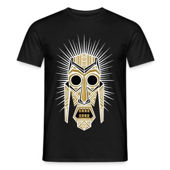Tribal Geometric Mask White Gold Solar Totem - Men's T-Shirt - black - Front - AI Model Male 178 light (178cm)